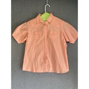 Wrangler Shirt Womens XL Pink‎ Western  Snap Short Sleeve Button Up